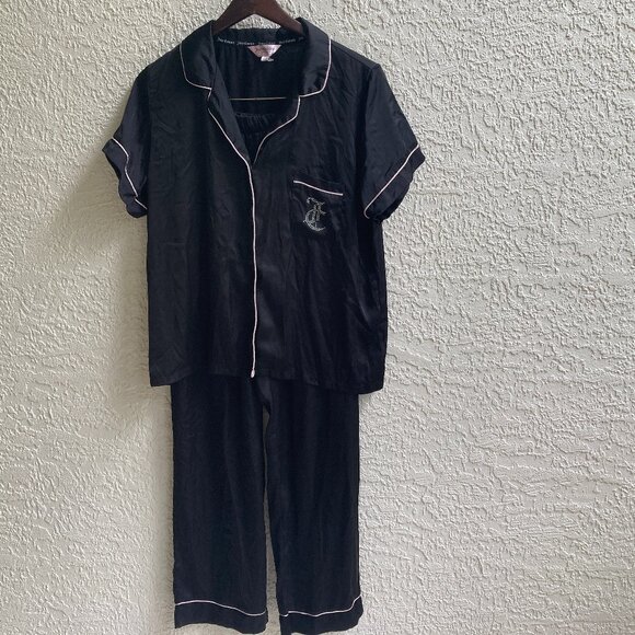 Juicy Couture Pajama Set Sz L  Crown Embellished Logos - Picture 1 of 9